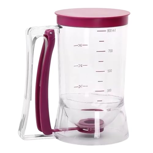 Onperpoe Teigportionierer mit Deckel und Skala Kuchen Teigspender Teigportionierer Kuchen Messbecher Batter Dispenser Pfannkuchenspender für Cupcakes Muffins Creeps Kuchen Waffeln Gießen Teig 900ml von Onperpoe