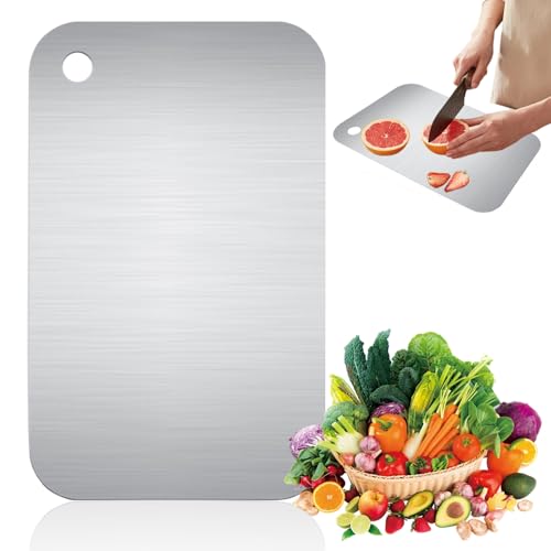 Onperpoe Titan Schneidebrett 2024 New Schneidebrett Edelstahl Multifunktion Doppelseitiges Stainless Steel Cutting Board BPA-frei Edelstahl Schneidebrett Premium Schneidebrett Titan für Küche Outdoor von Onperpoe