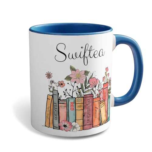 Swiftea Tasse Kaffeetasse mit Spruch Tasse Bücherregal Album Design Tasse Musik Fan Swiftea Geschenk Personalisiert mit Namen Best of Album Geschenkidee Geschenk für Tochter Freundin von Onperpoe