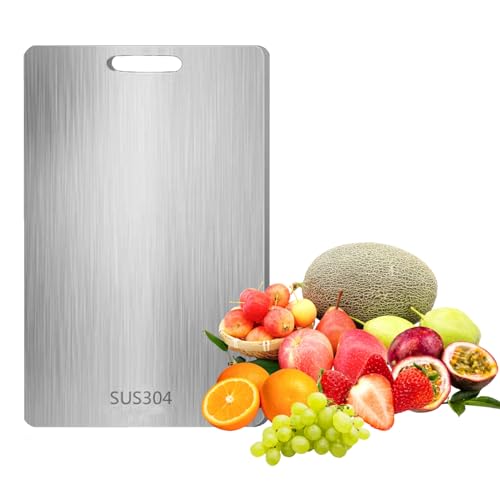 Titan Schneidebrett 2024 New Edelstahl Schneidebrett Multifunktion Doppelseitiges Stainless Steel Cutting Board BPA-frei Schneidebrett Edelstahl Premium Schneidebrett Titan für Küche Outdoor Camping von Onperpoe