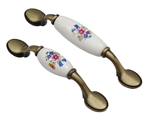ONPIRA Keramikgriff Keramik Möbelgriff Küchengriff Schubladengriff Porzellan (Motiv: Strauß, Bohrabstand: 76mm) von ONPIRA