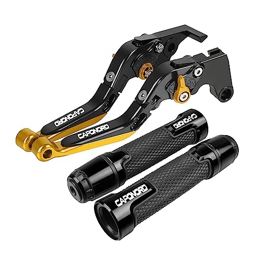 Für APRILIA CAPONORD 2002-2007 2003 2004 2005 Motorrad Kupplung Bremshebel Ausziehbare Einstellbare Faltbare Hebel Lenkergriffe Kompatible(Gold) von Onrksreb