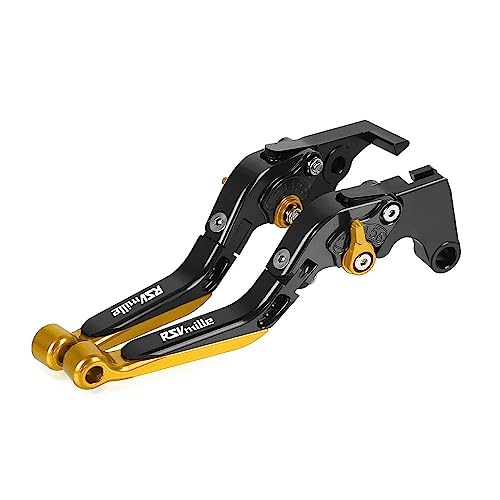 Für Aprilia RSVMILLE RSV MILLE 1999 2000 2001 2002 2003 Motorrad Kupplung Bremshebel Ausziehbare Einstellbare Faltbare Hebel CNC Aluminium Kompatible(Gold) von Onrksreb