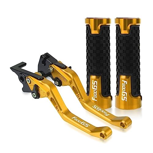 Für B&M&W F800GS F 800 GS ADV 2008 2009 2010 2011 2012 2013-2017 Motorrad Lenker Einstellbare Bremse Kupplung Hebel Griffe Griff Kompatible(Gold) von Onrksreb