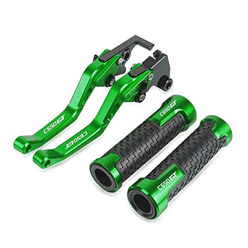 Für C650GT C 650GT C650 GT 2011-2017 2016 Motorradlenker Einstellbare Bremskupplungshebel Griffe Griff Kompatible(Grün) von Onrksreb