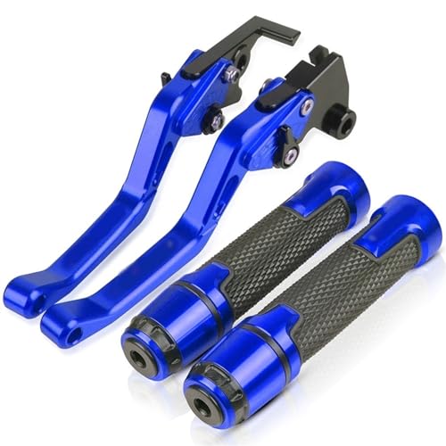Für CB1 CB400F 1989 1990 1991 Motorradlenker, Verstellbare Bremskupplungshebel, Griffe Kompatible(Blau) von Onrksreb