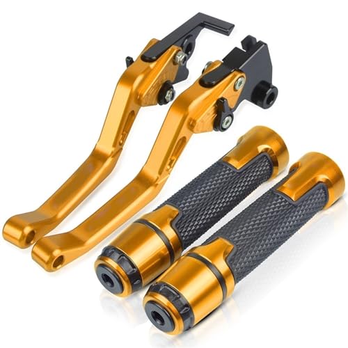 Für CB599 CB600F CB600 F 2007-2013 Motorradlenker Einstellbare Bremskupplungshebel Griffe Griff Kompatible(Gold) von Onrksreb