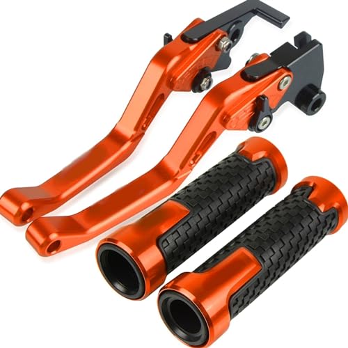 Für CBR250R CBR 250R 2011 2012 2013 2014 2015 2016 2017 2018 Motorrad Lenker Einstellbare Bremse Kupplung Hebel Griffe Griff Kompatible(Orange) von Onrksreb
