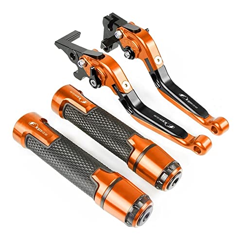 Für F650CS SCARVER 2000-2003 2004 2005 2006 2007 F 650 CS Motorrad Kupplungsbremshebel Ausziehbare Verstellbare Faltbare Hebel Lenkergriffe Kompatible(Orange) von Onrksreb