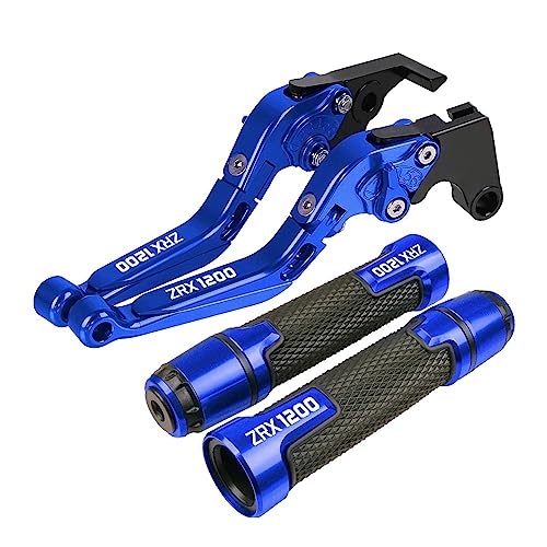 Für K&awasaki ZRX1200 ZRX 1200 1999-2007 2000 Motorrad Kupplung Bremshebel Ausziehbare Einstellbare Faltbare Hebel Lenkergriffe Kompatible(Blau) von Onrksreb