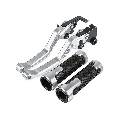 Für K&awasaki ZX6R ZX-6R 2007 2008 2009 2010 2011 2012 2013-2016 Motorrad Lenker Einstellbare Bremse Kupplung Hebel Griffe Griff Kompatible(Sliver) von Onrksreb