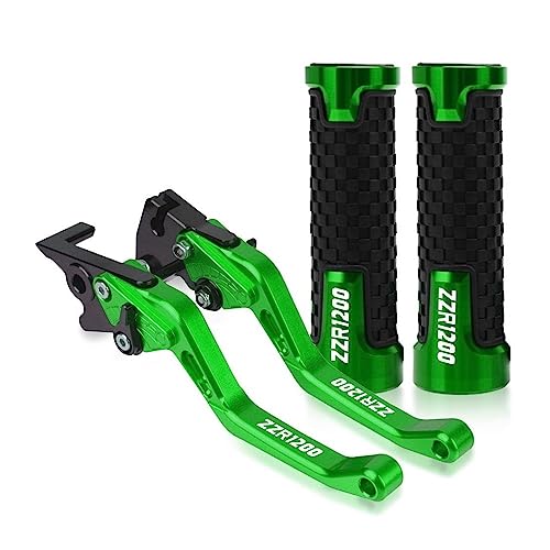 Für K&awasaki ZZR1200 ZZR 1200 2002 2003 2004 2005 Motorrad Lenker Einstellbare Bremse Kupplung Hebel Griffe Griff Kompatible(Grün) von Onrksreb