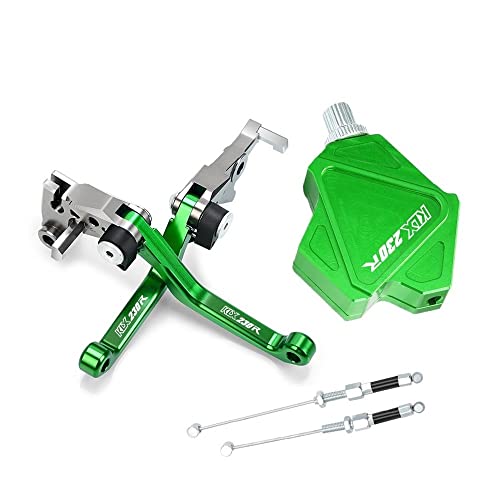 Für KLX230R KLX 230R 2020 2021 Motocross Faltbare Bremskupplungshebel Stunt Easy Pull Kabelsystem CNC Zubehör Kompatible(Grün) von Onrksreb