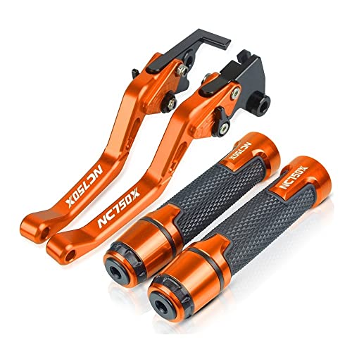 Für NC750X 2016 2017 2018 2019 Motorrad Lenker Einstellbare Bremse Kupplung Hebel Griffe Griff Kompatible(Orange) von Onrksreb