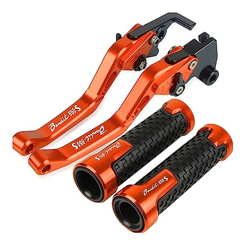 Für Suzuki 650S Bandit 2015 Motorrad Lenker Einstellbare Bremskupplungshebel Griffe Griff Kompatible(Orange) von Onrksreb