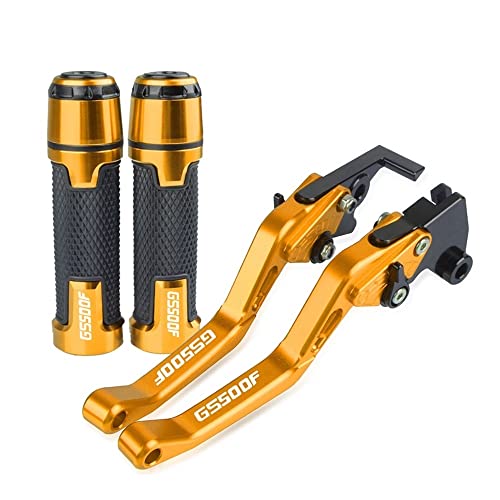 Für Suzuki GS500F 2004 2005 2006 2007 2008 2009 Motorrad Lenker Einstellbare Bremse Kupplung Hebel Griffe Griff Kompatible(Gold) von Onrksreb