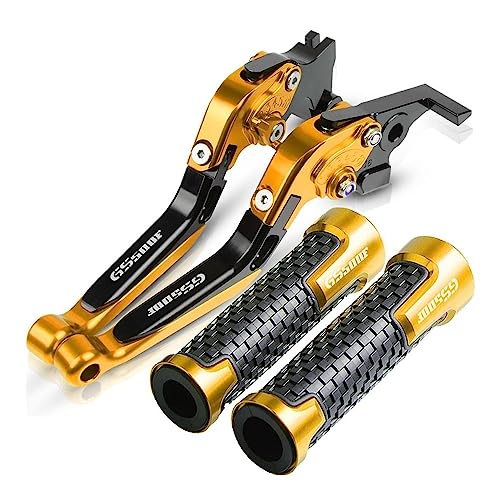 Für Suzuki GS500F GS 500F 2004 2005 2006 2007 2008 2009 Motorrad Kupplung Bremshebel Ausziehbare Einstellbare Faltbare Hebel Lenkergriffe Kompatible(Gold) von Onrksreb