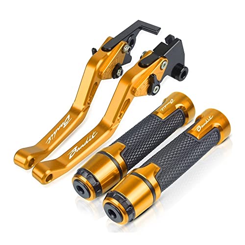 Für Suzuki GSF 600 BANDIT 1995-2004 1998 1999 2000 2001 2002 2003 Motorradlenker Einstellbare Bremskupplungshebel Griffe Griff Kompatible(Gold) von Onrksreb