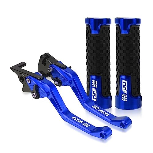 Für Suzuki GSF1200 BANDIT 2001 2002 2003 2004 2005 2006 Motorrad Lenker Einstellbare Bremse Kupplung Hebel Griffe Griff Kompatible(Blau) von Onrksreb