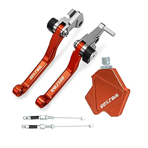 Für Suzuki RMX250S 1993 1994 1995 Motocross Faltbare Bremskupplungshebel Stunt Easy Pull Cable System CNC-Zubehör Kompatible(Orange) von Onrksreb