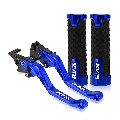 Für Suzuki RV125 2003-2016 2004 2005 2006 2007 2008 Motorrad Lenker Einstellbare Bremse Kupplung Hebel Griffe Griff Kompatible(Blau) von Onrksreb