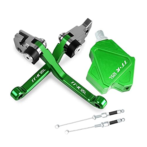 Für TTR125L 2000 2001 2002 2003 2004 2005-2017 Motocross Faltbare Bremskupplungshebel Stunt Easy Pull Kabelsystem CNC Zubehör Kompatible(Grün) von Onrksreb