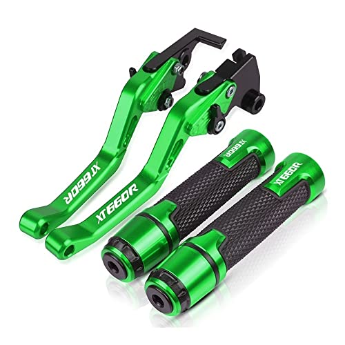 Für XT660 XT660R XT660X 2004-2016 2012 2011 2010 2009 Motorrad Lenker Einstellbare Bremse Kupplung Hebel Griffe Griff Kompatible(Grün) von Onrksreb