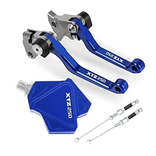 Für XTZ250 2006-2017 2016 2015 Motocross Faltbare Bremskupplungshebel Stunt Easy Pull Kabelsystem CNC Zubehör Kompatible(Blau) von Onrksreb