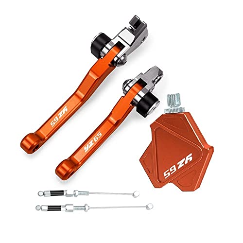 Für YZ65 2018 2019 2020 2021 2022 Motocross Faltbare Bremskupplungshebel Stunt Easy Pull Cable System CNC-Zubehör Kompatible(Orange) von Onrksreb