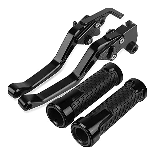 Für Z250 2008-2017 2018 2019 Motorrad Lenker Einstellbare Bremse Kupplung Hebel Griffe Griff Kompatible(Schwarz) von Onrksreb