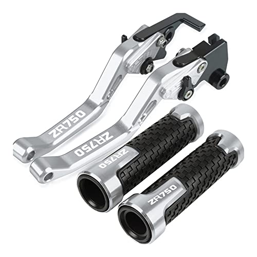 Für ZR750 ZEPHYR 1991 1992 1993 Motorrad Lenker Einstellbare Bremskupplungshebel Griffe Griff Kompatible(Sliver) von Onrksreb