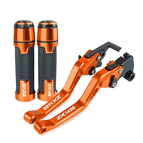 Für ZX1400 ZX14R ZZR1400 2006-2016 Motorradlenker Einstellbare Bremskupplungshebel Griffe Griff Kompatible(Orange) von Onrksreb