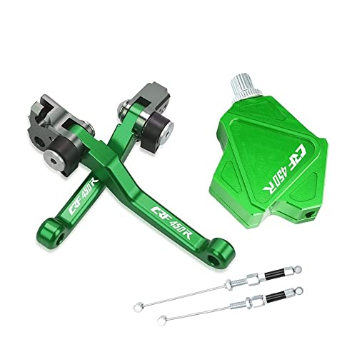 Motocross Faltbare Bremskupplungshebel Stunt Easy Pull Cable System CNC-Zubehör Für CRF450R 2002-2003 Kompatible(Grün) von Onrksreb
