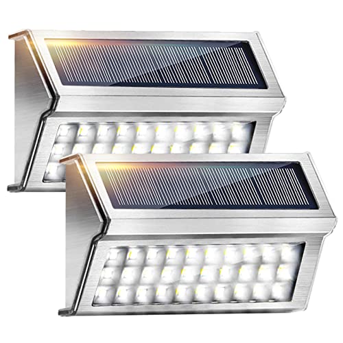 Onshida Solar Wandleuchten für außen, 30 LED Garten Solarleuchte Wegeleuchte mit Lichtsensor, Wasserdichte Kabellose Solarlampe für Treppe, Zaun, Dachrinnen, Balkon, Terrasse (2er set) von Onshida