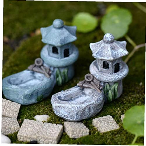 Onsinic 2 Stücke Garten Miniatur Mini Teich Turm Schöne Figuren Rasen Bonsai Lebensechtes Micro Landschaft Harz Dekor Crafts Courtyard von Onsinic