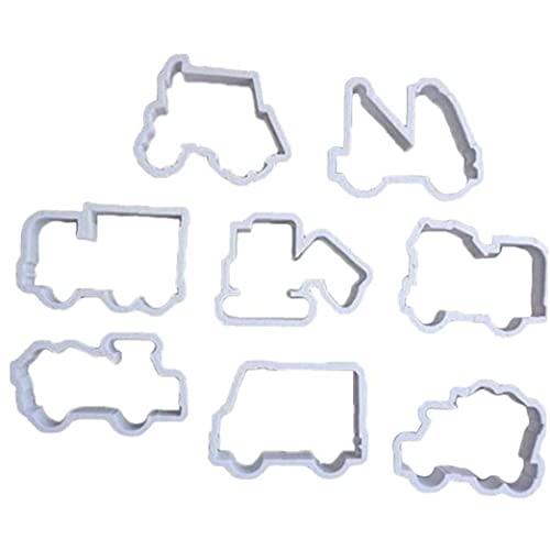 Onsinic 8pcs Ausstechform Träger-LKW-Form-Fondant Moulds Mixer Auto Fire Engine Fondant-biskuit-Form-DIY Kuchen Verziert Werkzeug von Onsinic