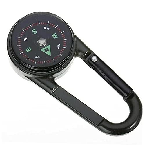 Onsinic Kompass Carabiner 3 in 1 Thermometer Keychain Clip Snap Haken Outdoor Camping Wandern Schnalle Werkzeug, Schwarz von Onsinic