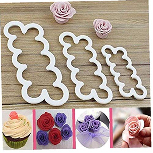 Onsinic Kuchen-Verzierung Zuckermasse Blumen Der einfachste Rose überhaupt Cutter Ausstechformen, 3er-Set von Onsinic