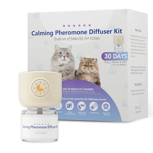 Katzen-Pheromone, beruhigender Diffusor, 2-in-1-Starter-Set für Katzen (Diffusorkopf + 48 ml Fläschchen), lindert effektiv Angstzustände und Stress, Katzen-Pheromone zur Linderung von Angstzuständen von Onsinn