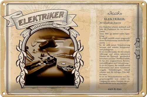 Blechschild 20x30cm gewölbt Elektriker Deko Geschenk Schild von Ontrada