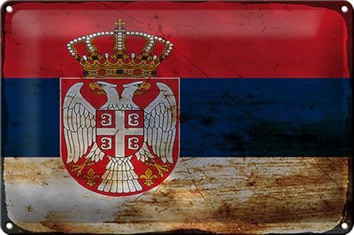Blechschild 20x30cm gewölbt Serbien Flag of Serbia Rost Deko Geschenk Schild Blechschild 20x30cm gewölbt Serbien Flag of Serbia Rost Deko Geschenk Schild von Ontrada