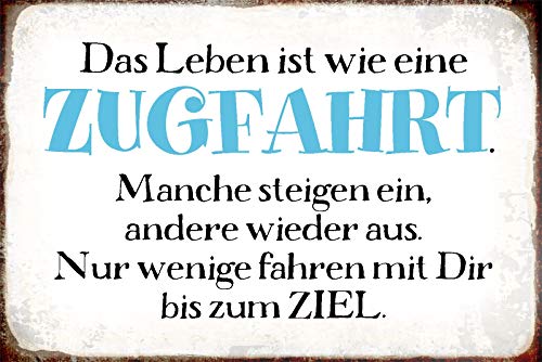 Ontrada Blechschild 12x18cm gewölbt Leben wie eine Zugfahrt Spruch Sprüche Schild von Ontrada