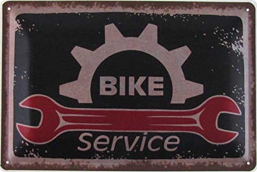 Ontrada Blechschild 20x30cm gewölbt Bike Service Fahrrad Werkstatt Deko Geschenk Schild von Ontrada
