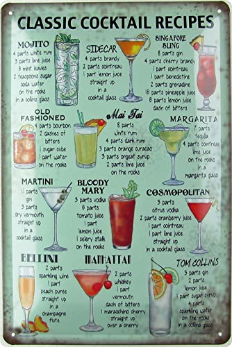 Ontrada Blechschild 20x30cm gewölbt Classic Cocktail Recipes Bar Rezepte Deko Geschenk Schild von Ontrada