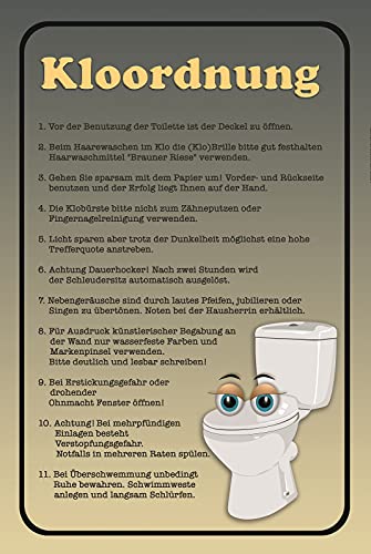 Ontrada Blechschild 20x30cm gewölbt Kloordnung Toilette WC Regeln Deko Geschenk Schild von Ontrada