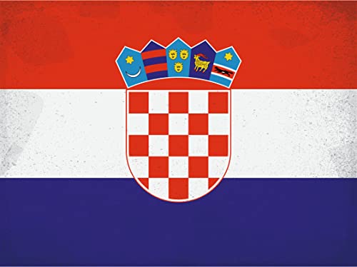 Ontrada Blechschild 20x30cm gewölbt Kroatien Flag of Croatia Vintage Deko Geschenk Schild von Ontrada