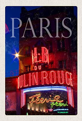 Ontrada Blechschild 20x30cm gewölbt Paris Moulin Rouge Varieté Deko Geschenk Schild von Ontrada