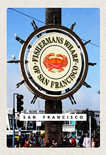 Ontrada Blechschild 20x30cm gewölbt San Francisco USA Fischermans Wharf Deko Geschenk Schild von Ontrada