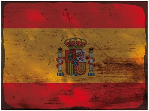 Ontrada Blechschild 20x30cm gewölbt Spanien Flag of Spain Rost Deko Geschenk Schild von Ontrada