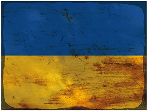 Ontrada Blechschild 20x30cm gewölbt Ukraine Flag of Ukraine Rost Deko Geschenk Schild von Ontrada